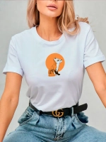 Футболка больших размеров с принтом лисичка