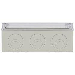 Распаячная коробка ЭРА KORvpk-240-195-90-44 ОП серая 240х195х90мм прозрачная крышка на винтах d25-3шт d32-2шт IP44