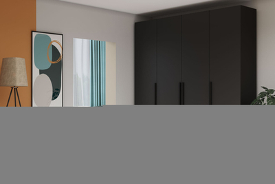 Распашной четырехсекционный шкаф Лорена Пакс-4 Черный 0190 PE 160*40*200 см, Черный   Фиеста