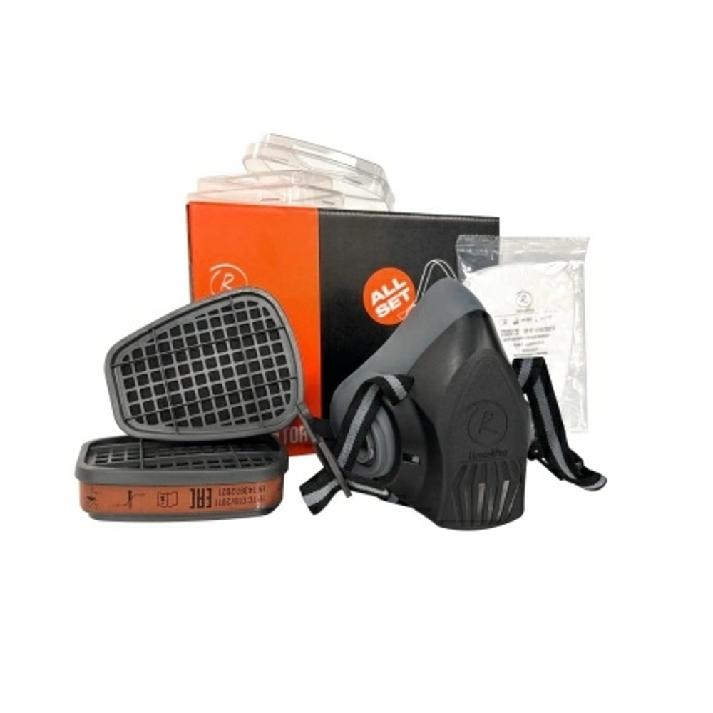 RoxelPro Комплект для защиты дыхания ROXTOP (полумаска, 2 фильтра А1, 2 предфильтра Р2, 2 держателя), размер L