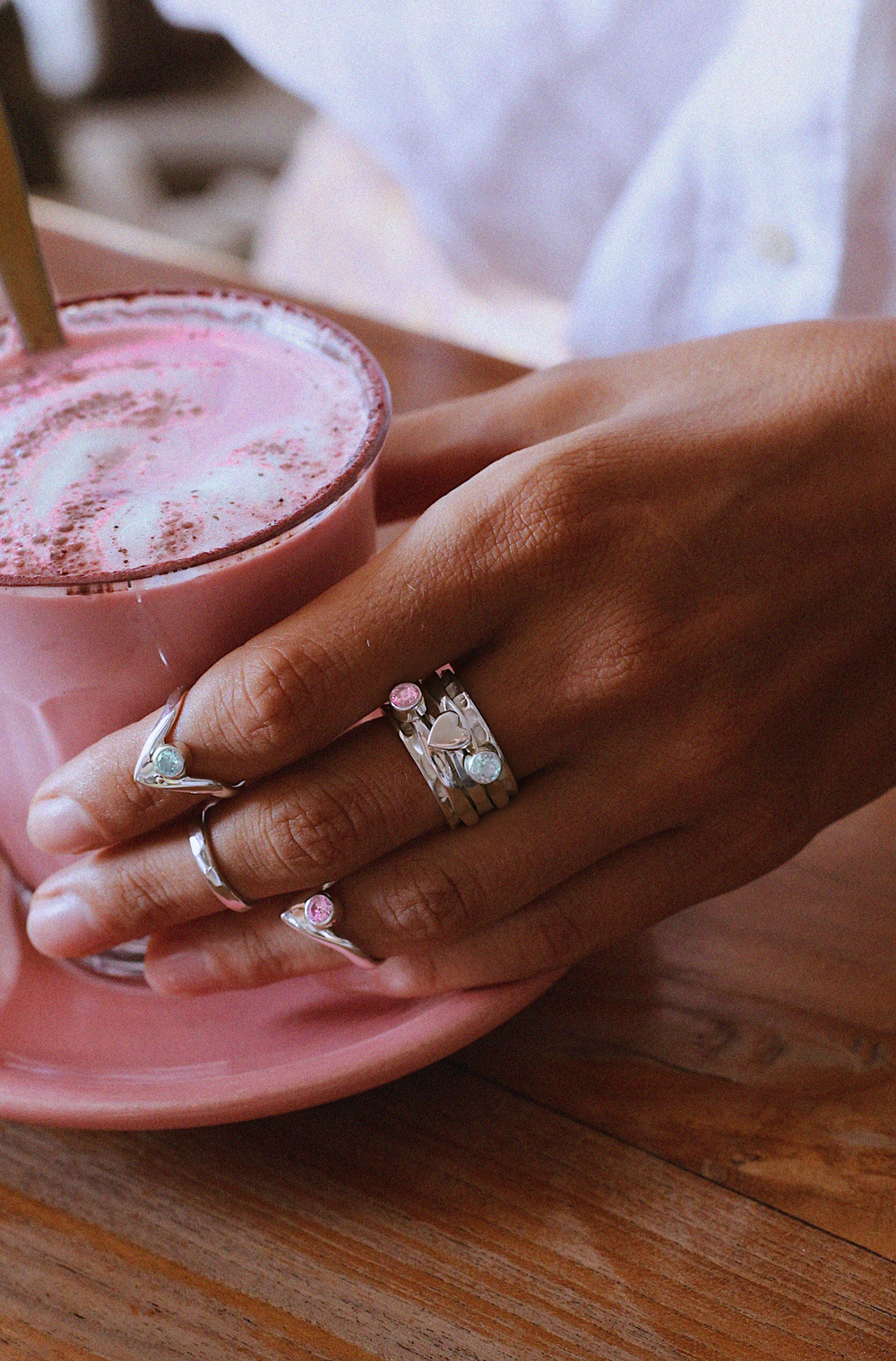 Кольцо «Мозаик» сердце с голубым топазом и розовым цирконом