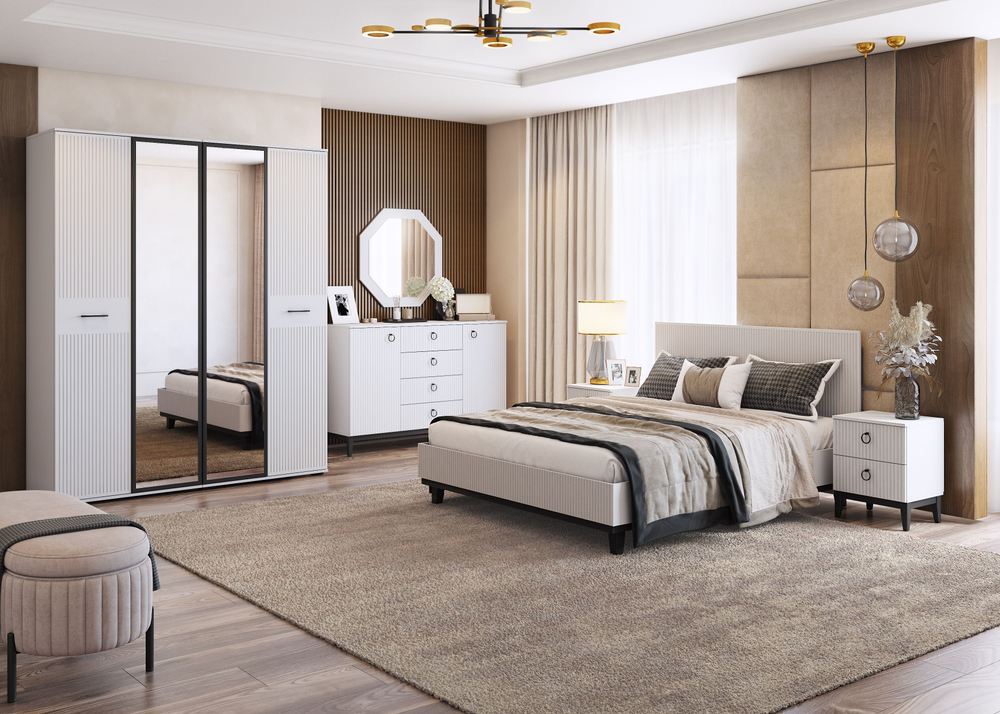 Комод для одежды с ящиками Дуб крафт табачный/Бисквит, Шарлиз, 135,2х44,6х93,5 см