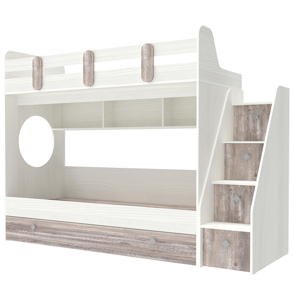 Кровать двухъярусная КарИВи Фортуна-3 Белое Дерево Бетон