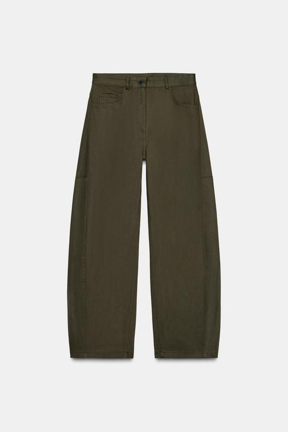 ZARA БРЮКИ-БАЛЛОНЫ ZW COLLECTION, ТЕМНО-ЗЕЛЕНЫЙ