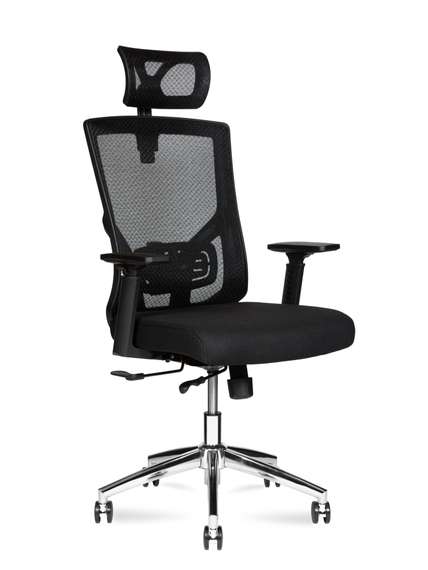 Кресло офисное Норден / Гарда SL / черный пластик / черная сетка / черная ткань / база хром