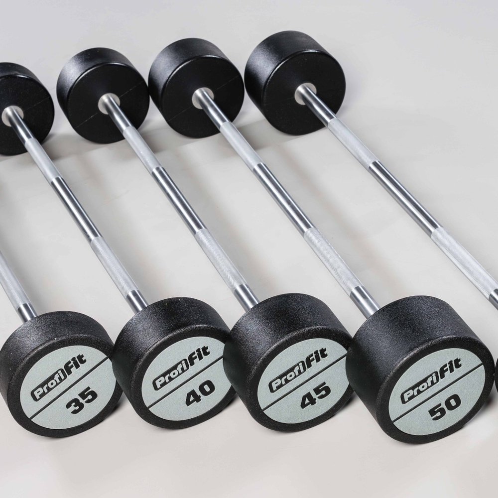 Набор прямых полиуретановых штанг LEVEL (шаг 5 кг, 5 шт) PROFI-FIT 35-55 кг