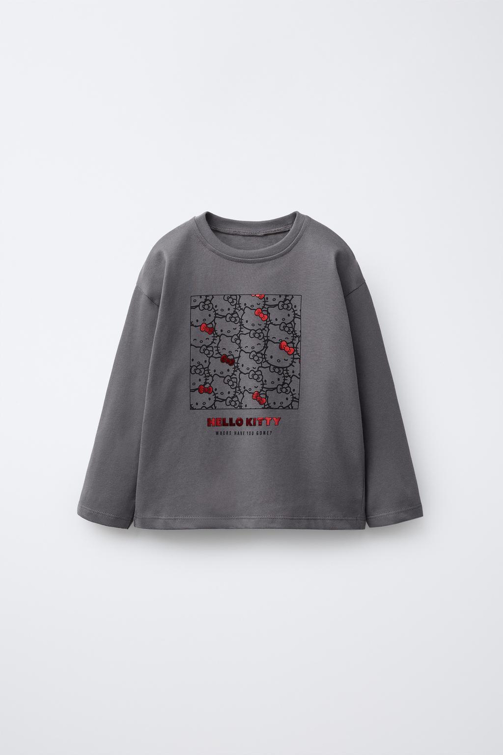 ZARA ЛОНГСЛИВ С СЕРДЕЧКАМИ HELLO KITTY ©, АНТРАЦИТОВО-СЕРЫЙ