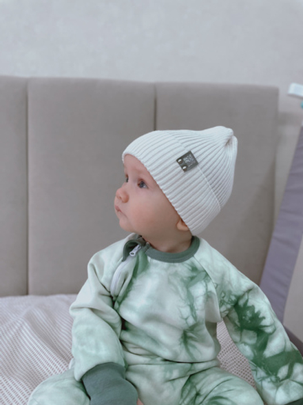 Шапочка вязаная с отворотом Чиполлино Сахар хлопок RinaAmari