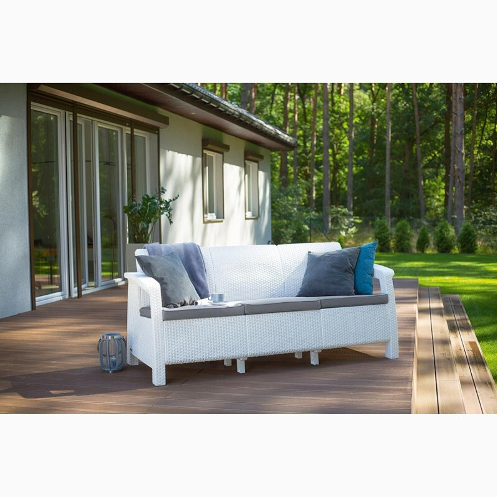 Диван пластиковый Корфу Макс (Corfu love seat max) белый (производство Россия)