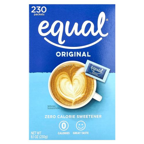 Equal, Нулевой калорийный подсластитель, оригинальный, 230 пакетиков, 230 г (8,1 унции)