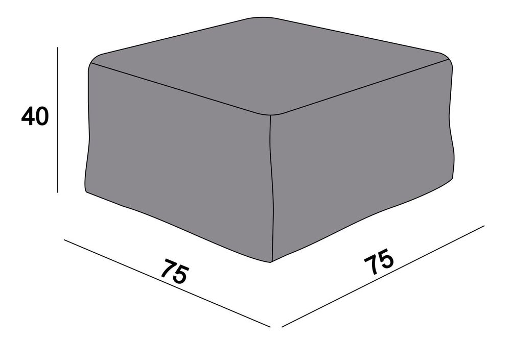 Защитный чехол на журнальный столик/оттоманку Лунго, 74×74×38 см, темно-серый