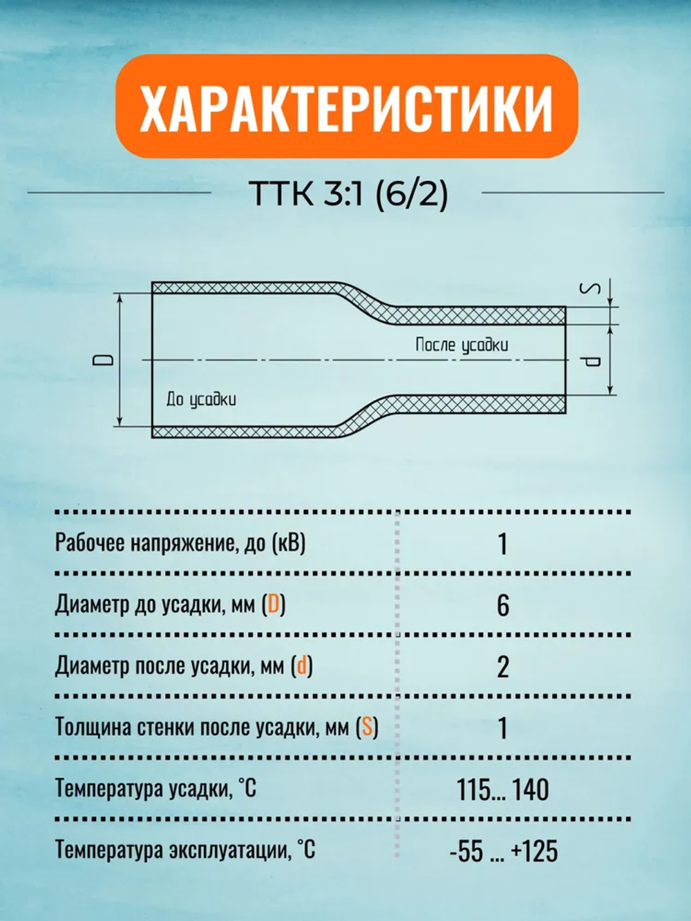 Трубка термоусадочная клеевая ТТК(3:1)-6/2 красная с коэффициентом усадки 3:1 (КВТ)