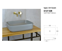 Накладная раковина Bronze de Luxe SCANDI, цвет матовый серый 500х390х130