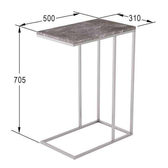 Стол придиванный Агами серый мрамор/хром