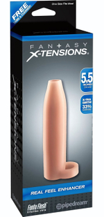 Насадка-расширитель с кольцом для подхвата мошонки Real Feel Enhancer - 14 см. (Цвет: телесный)