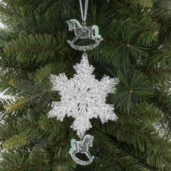 GAEM Украшение новогоднеe подвеска"Снежинка с лошадками", L11,5 W0,5 H24 см
