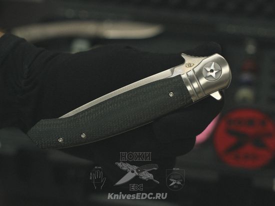 Складной нож REPTILIAN НКВД-03-2 c клинком из стали D2, рукоять микарта