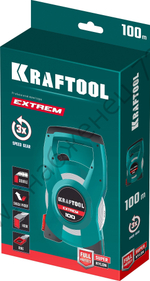 KRAFTOOL EXTREM, 100 м, геодезическая стальная мерная лента