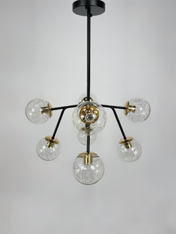 Люстра потолочная Lanbos, 8 ламп Е27, 480 Вт, до 35 кв м, черная с золотом