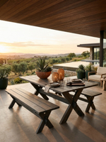 Скамейка садовая 200х44х45, Осло, деревянная скамья, массив сосны, для дома и сада, цвет графит