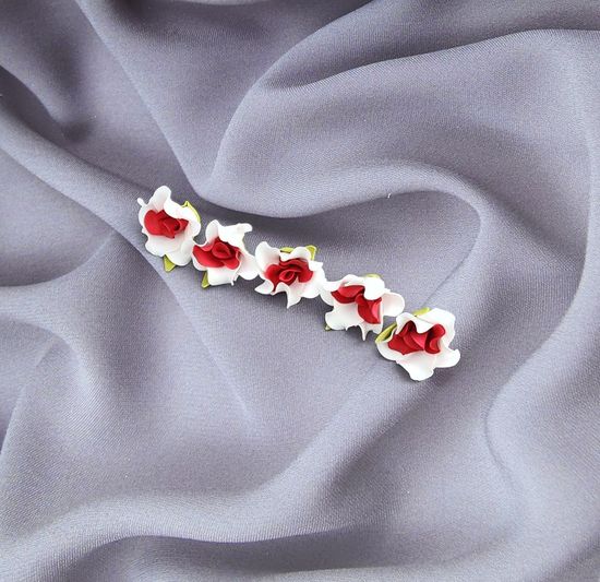 Цветы из латекса (фоамарина) бело-красный 4.5 см, набор 5 штук