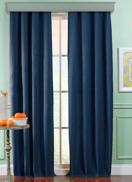 Длинные шторы под лён Oxford (синий)