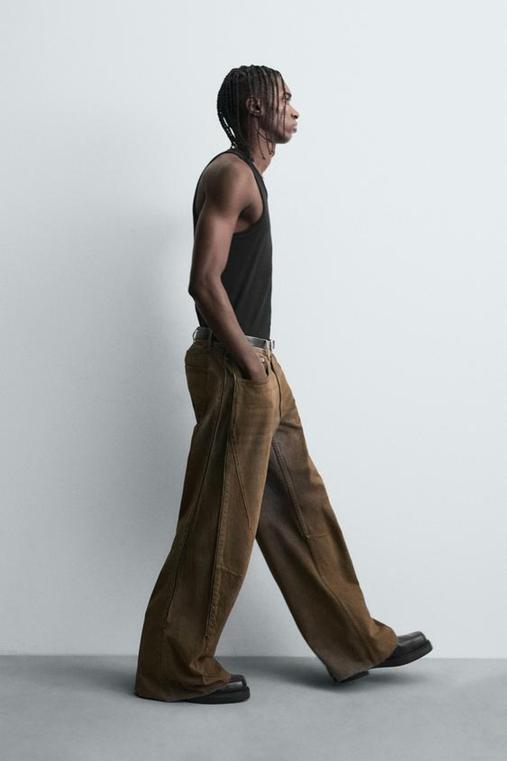 ZARA ДЖИНСЫ FLARE FIT С МОЛНИЯМИ, КОРИЧНЕВЫЙ