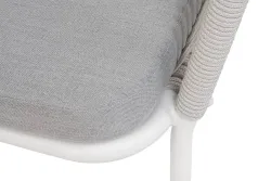 "Марсель" стул плетеный из роупа, каркас алюминий белый муар, роуп светло-серый меланж круглый tex, ткань светло-серая