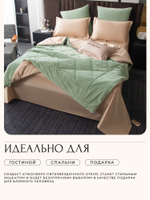 КПБ на резинке Сатин Velvet Premium с Одеялом VPR012, Евро, 4 наволочки, простынь 140*200*25