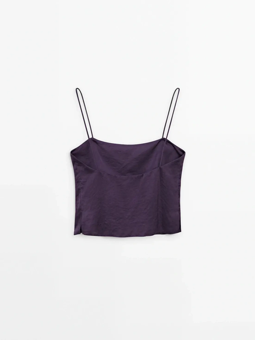 Massimo Dutti Атласный топ с разрезом, фиолетовый