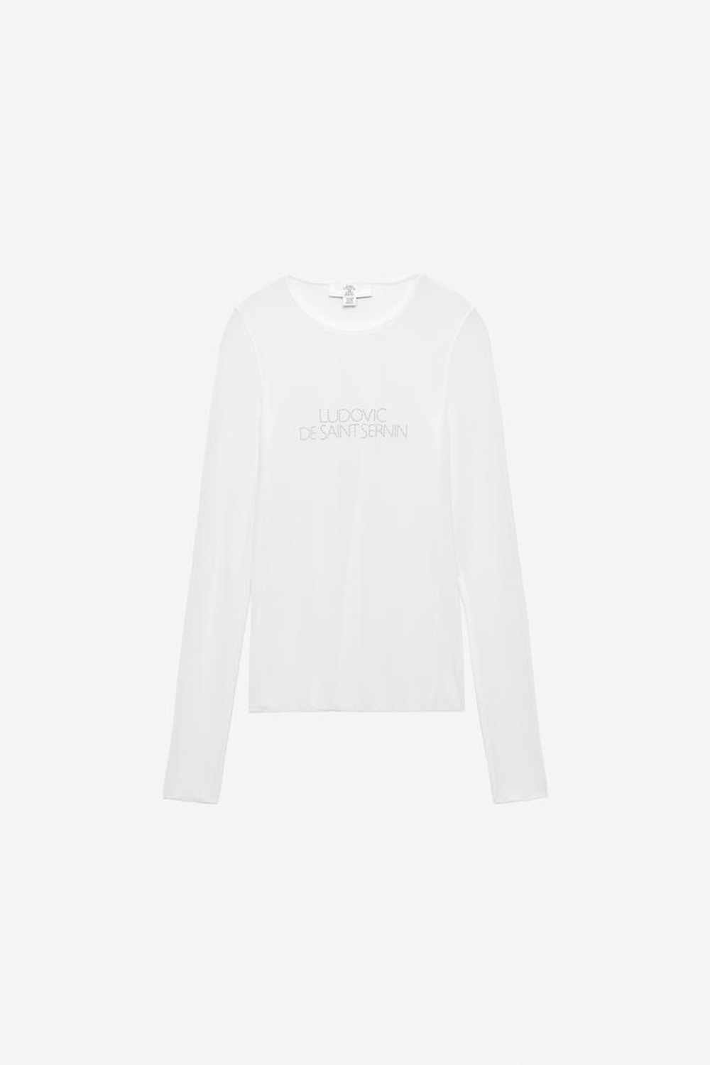 ZARA Х LUDOVIC DE SAINT SERNIN ФУТБОЛКА С БЛЕСТЯЩЕЙ НАДПИСЬЮ, БЕЛЫЙ