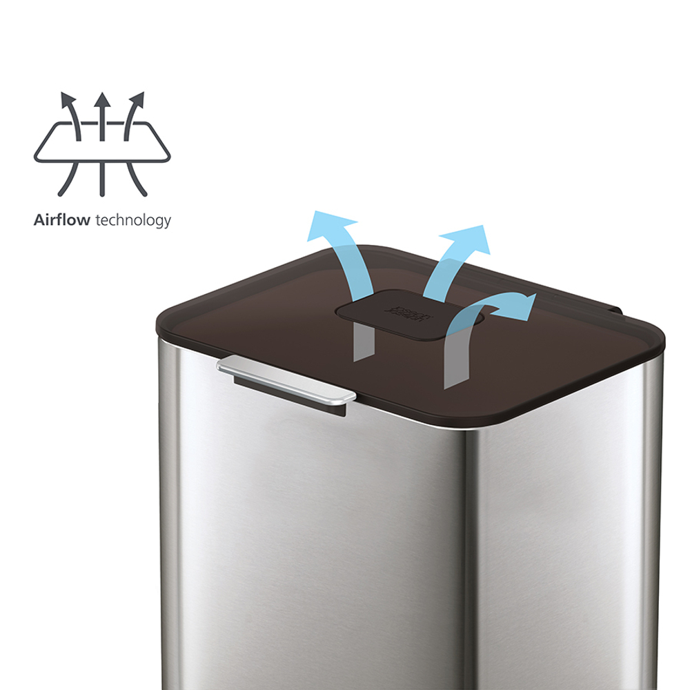 Контейнер для мусора с двумя баками totem max, 60 л, нержавеющая сталь