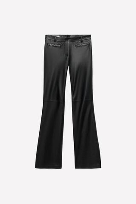 ZARA Х LUDOVIC DE SAINT SERNIN КОЖАНЫЕ БРЮКИ С ОТВОРОТАМИ, ЧЕРНЫЙ