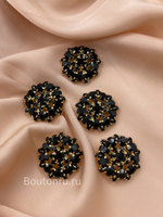 Пуговицы Стразы1 22 мм черные в золоте