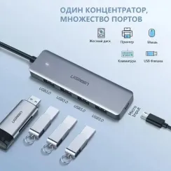 Ugreen CM219 4-Ports USB-C 3.0 Hub Grey