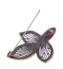 AM-4178 Брошь «Цветок Струны» (латунь, янтарь)