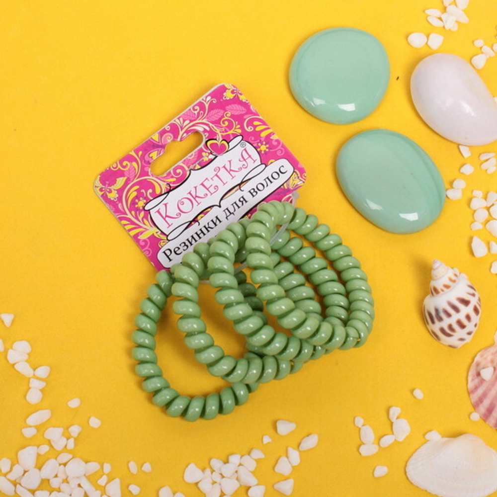 Резинки для волос силиконовые 4шт «Кокетка - Тоскана», цвет мятный, d-5.5см