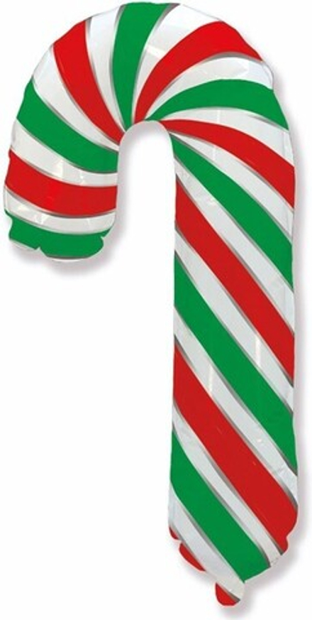 Шар (39''/99 см) Фигура, Леденец трость, Красный/Зеленый