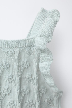 ZARA ВЯЗАНЫЙ КОМБИНЕЗОН ИЗ СМЕСОВОГО ЛЬНА, ПАСТЕЛЬНО-ЗЕЛЕНЫЙ