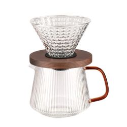 Дриппер воронка пуровер на 1-4 чашки фильтр для заваривания кофе + кофейник 750 мл стекл. Barbossa