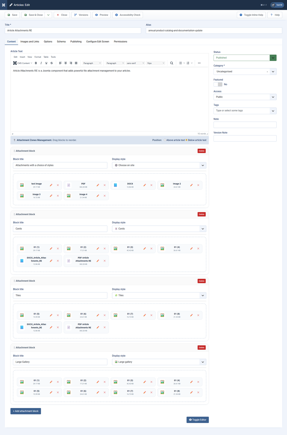 Attachments RE. Компонент для прикрепления файлов к материалам Joomla 6