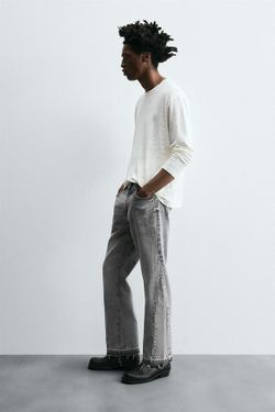 ZARA ДЖИНСЫ FLARE FIT, СЕРЫЙ