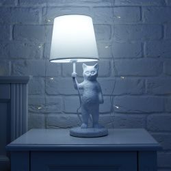 UML-B465 E14 WHITE Светильник настольный декоративный Кот. под лампу Е14. 40W. Механический выключатель. Белый. ТМ Uniel