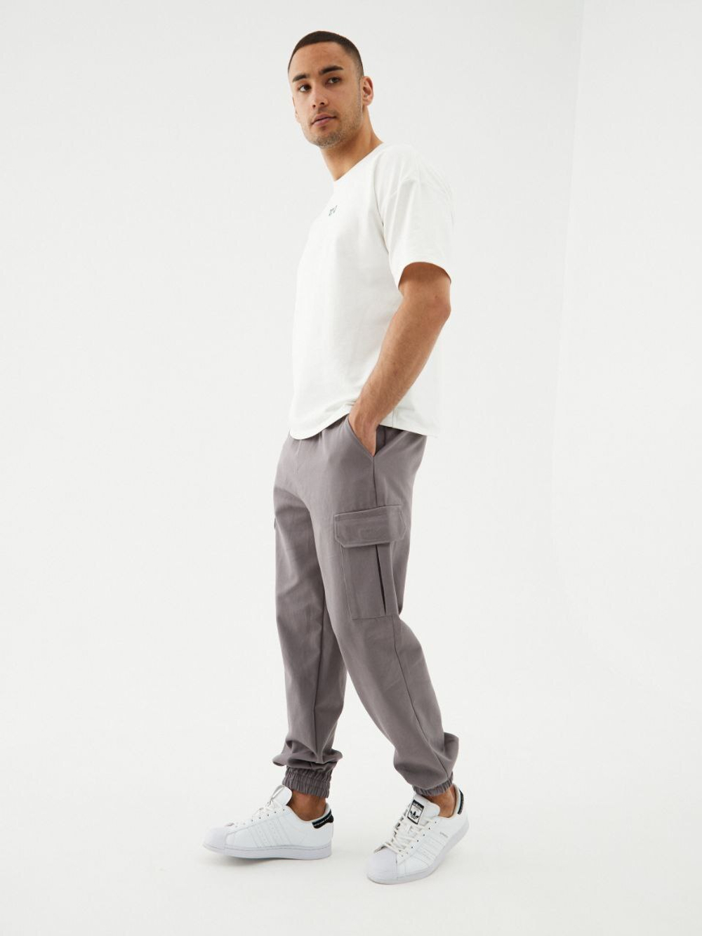 Джоггеры карго хлопковые. Серые