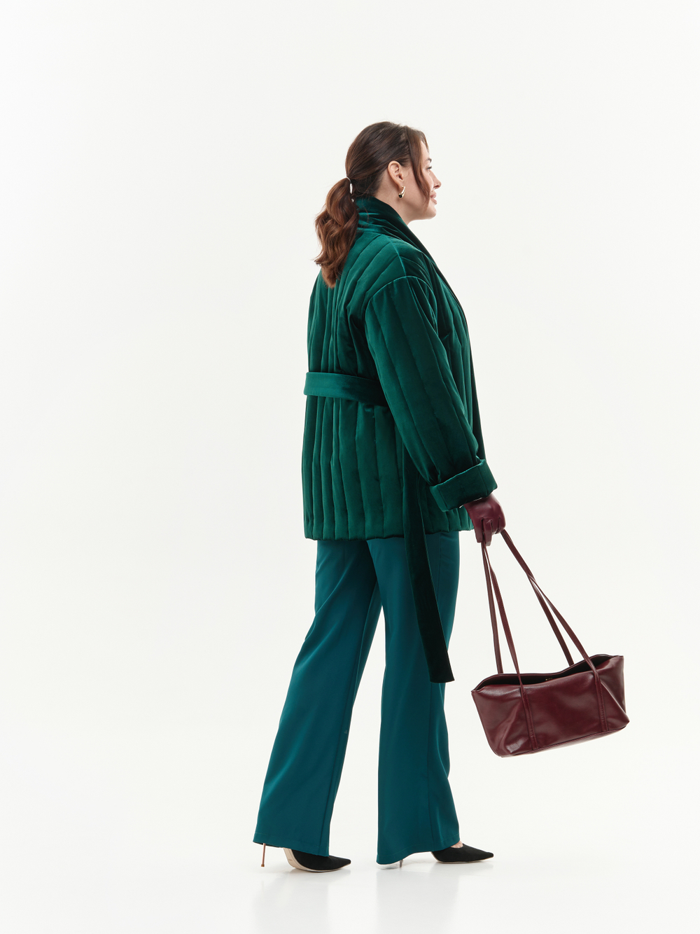 Утепленное кимоно (изумрудный)