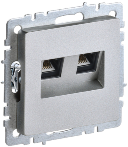 BRITE Розетка двойная RJ11+RJ45 кат.5E РК/Т12-БрА алюминий IEK