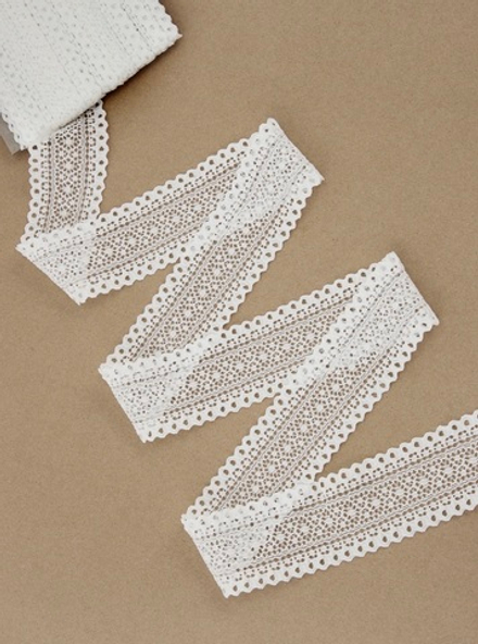 Кружево эластичное, 40±5 мм × 10 ± 1 м, цвет белый
