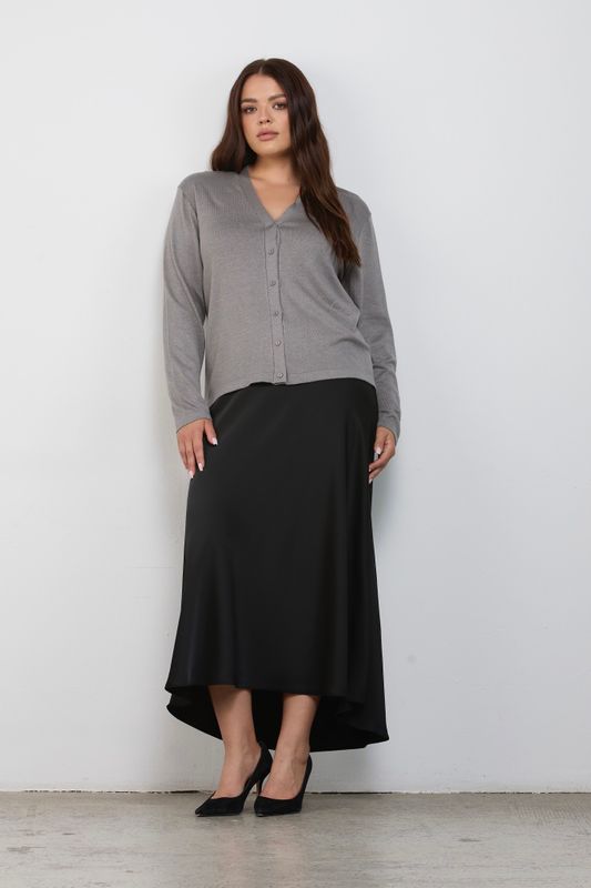 Юбка миди из атласа; черный