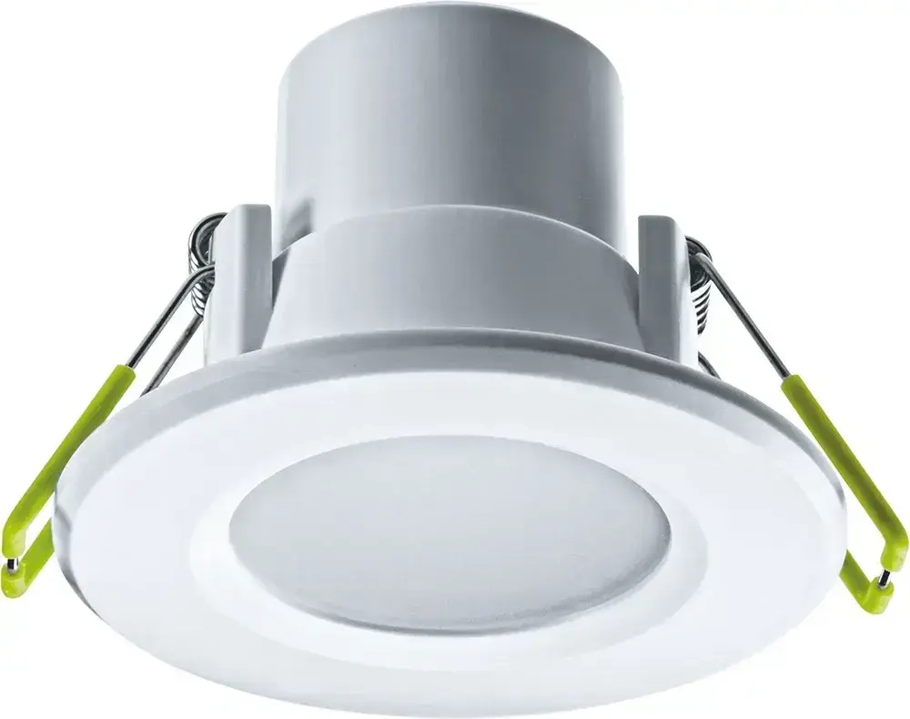 Светильник светодиодный встраиваемый IP44 5 Вт, 3000К, d83 (аналог R50 40 Вт) Downlight симметричный 176-264В пластик белый Navigator NDL-P1-5W-830-WH-LED 94820