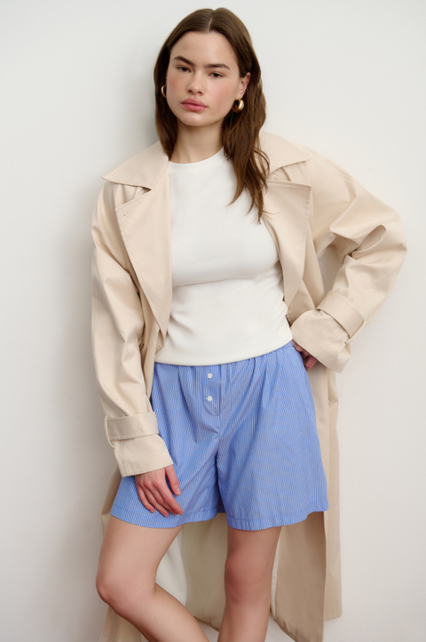 Шорты из хлопка в полоску на резинке